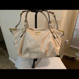 Coach White Madison Leather Convertible Satchel Handbag